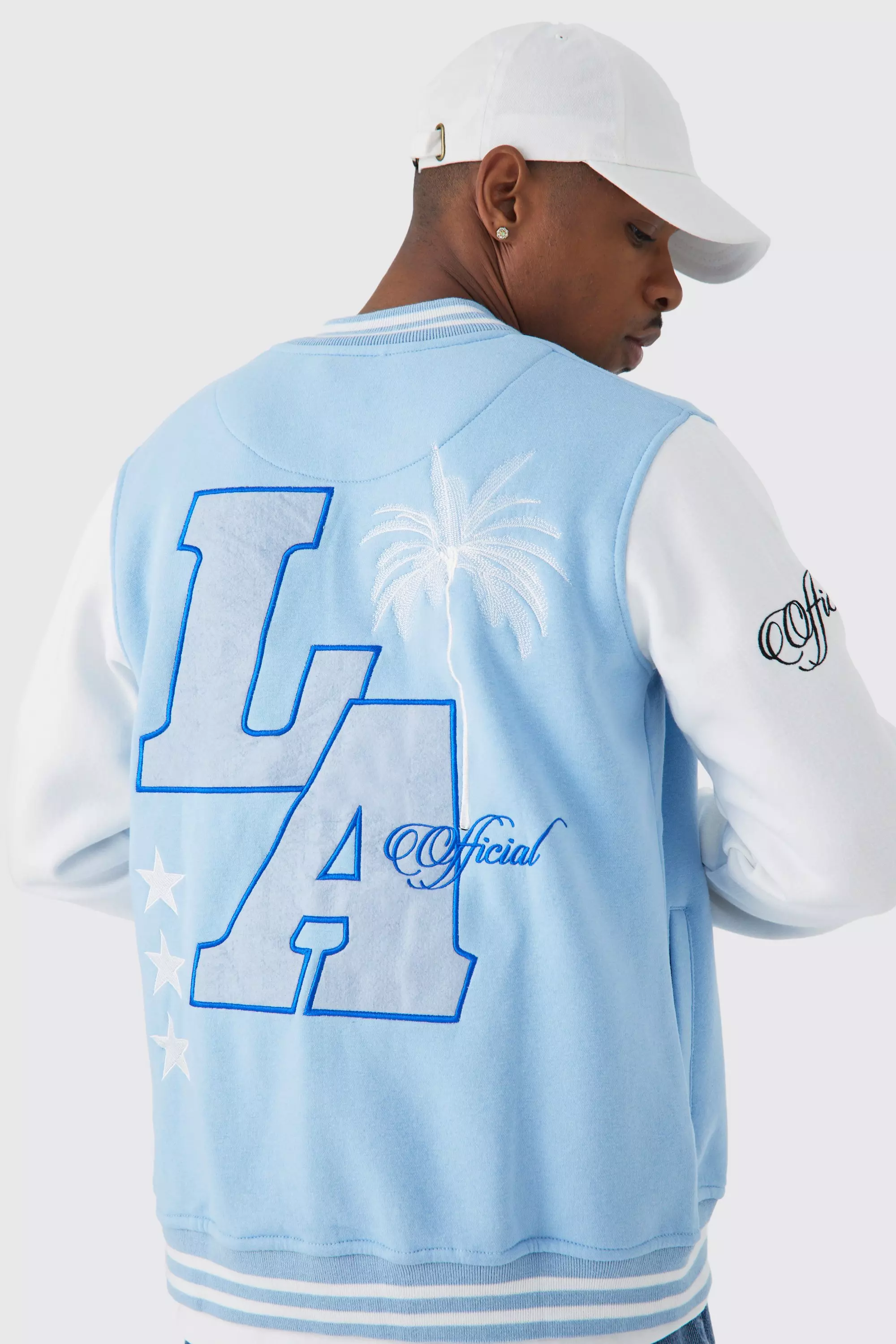 La Badge Jersey Varsity Bomber Jacket